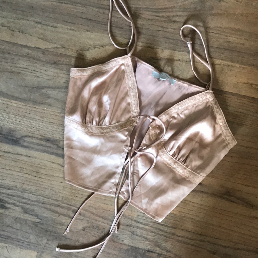 Love Tree Blush Pink Satin Crop Cami